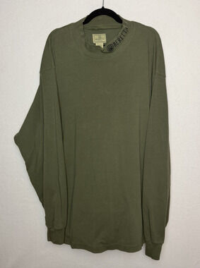 Beretta Men's Long Sleeve Olive Green Cotton Mock Neck Shirt Size XXL Hunting